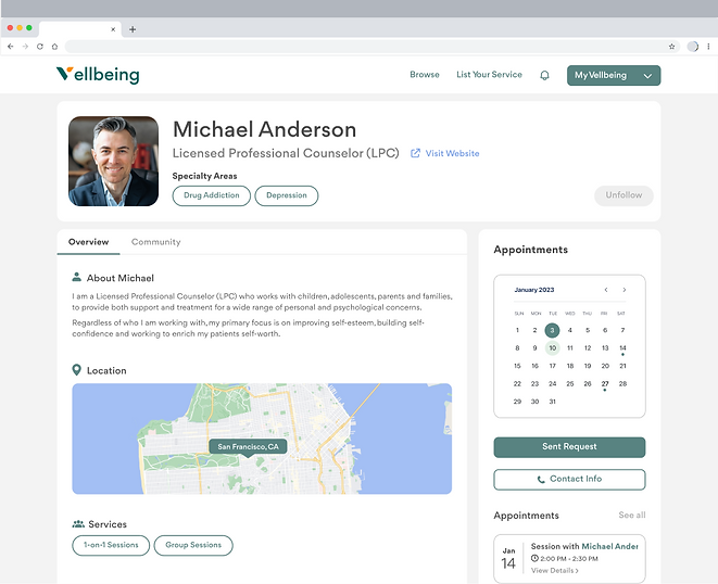 Vellbeing app screens